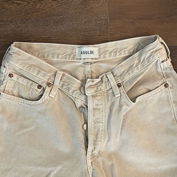 Agolde V-Waist Baggy Straight Leg Jeans- Scone Khaki, Size 27 - Picture 3 of 5